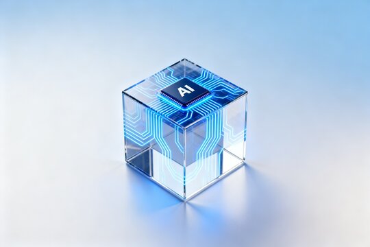 AI chip in transparent cube