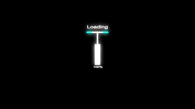 Futuristic T-Shaped Loading Progress Bar Animation Neon HUD Interface Green Screen Motion Graphic