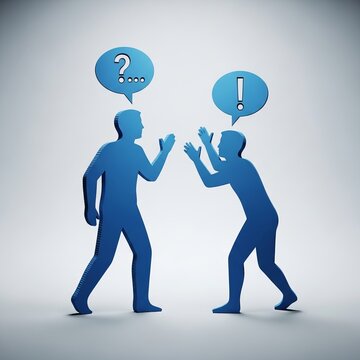 Conceptual illustration of communication breakdown between two people.