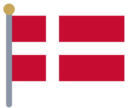 Denmark flag on pole - national flag vector icon, design element