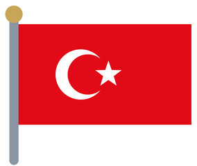 Obraz premium Turkey flag on pole - national flag vector icon, design element