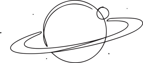 Continuous one line drawing Saturn Planet. Single line draw design vector illustration © Misho x Mamun