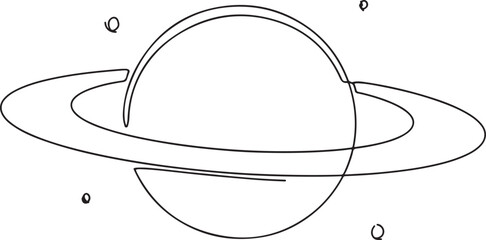 Continuous one line drawing Saturn Planet. Single line draw design vector illustration © Misho x Mamun