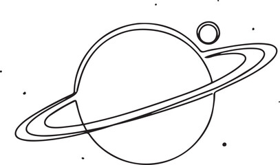 Continuous one line drawing Saturn Planet. Single line draw design vector illustration © Misho x Mamun