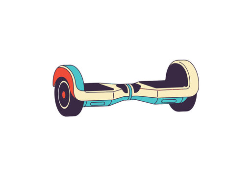 Retro style hoverboard with cream blue and red accents