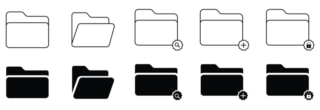 Data Storage Folder Management Directory Search and Security Lock Vector Icon Toolkit