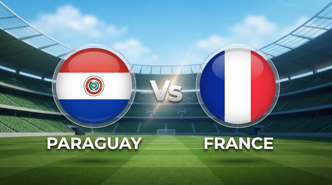 Paraguay vs france football match graphic with stadium background