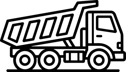 Dump Truck Icon - Heavy Construction Vehicle Line Art © Sapi