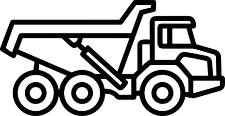 Heavy Duty Dump Truck Icon - Outline Vector Illustration © Re