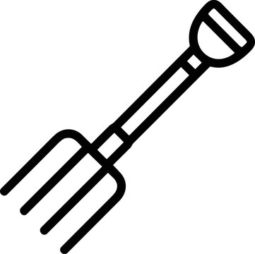 Gardening tool icon, pitchfork vector illustration, farm equipment, agricultural tool, simple outline graphic