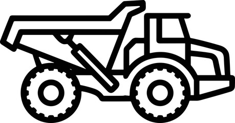 Heavy Dumper Truck Icon, Construction Vehicle Line Art © Turok