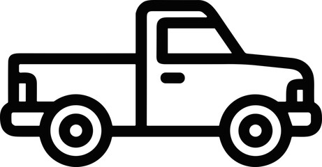 Simple Outline Icon of a Classic Pickup Truck, Vector Illustration © Ye