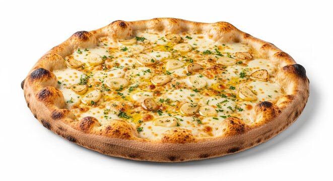 Delicious White Pizza with Herbs and Crispy Crust.