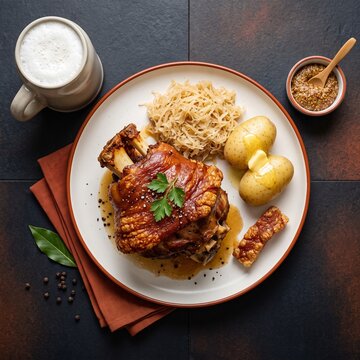 Eisbein: A German Pork Knuckle Dish, Usually Cured Or Boiled And Often Served With Sauerkraut And Potatoes