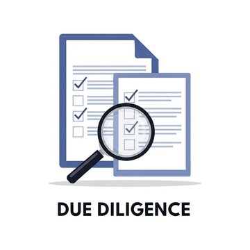 Due Diligence Concept with Magnifying Glass and Checklist.