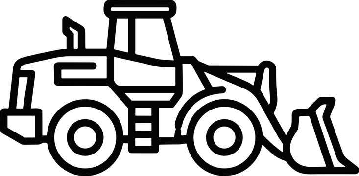 Line art illustration of a front loader construction vehicle