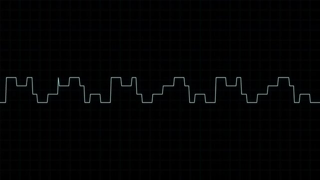 Digital Square Wave Animated Signal Line on Dark HUD Grid Background Video Loop