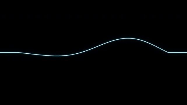 Cyan Sine Wave Animated Signal Line on Black Background Video Loop