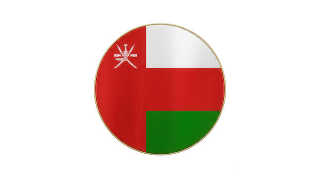 Oman national flag with red white and green horizontal stripes on white background isolated on transparent background