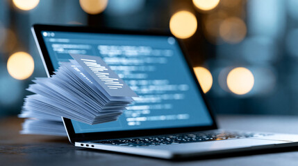 Fototapeta na wymiar Online documentation database and document management system concept with process automation for managing files and compliance requirements, digital efficiency concept, technology