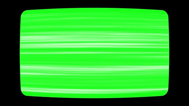 Green screen static with scan lines on vintage CRT monitor. 4K Video