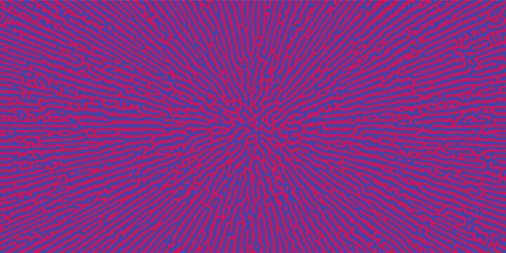 Abstract Psychedelic Radial Turing Pattern Reaction Diffusion Texture with Intricate Complex Lines Structure on Red Blue Background, creative artwork eps10