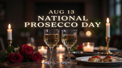 National Prosecco Day celebration with sparkling wine and roses