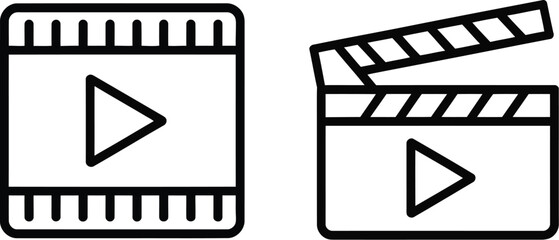 映画スレートとモバイル再生ボタンのベクターアイコン © ThephotoLab