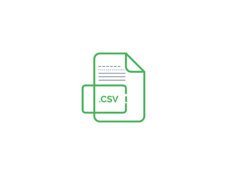This icon represents the CSV (Comma-Separated Values) file format, commonly used for storing structured data