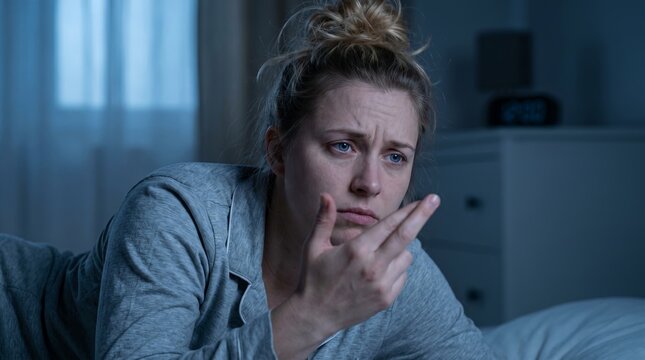 sleep deprivation woman exhausted bedroom anxiety tired restless night stress tired person sitting upright in bed conveys irritability morning fatigue and difficulty coping after poor rest