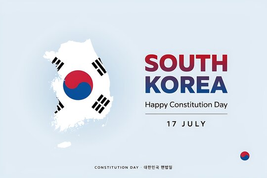South korea constitution day celebration with map and flag design