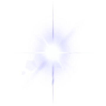 Blue Radiant Light Burst Star Glow Effect with Transparent Background PNG Overlay