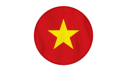 Obraz premium Red circle flag with yellow five-pointed star emblem design isolated on transparent background
