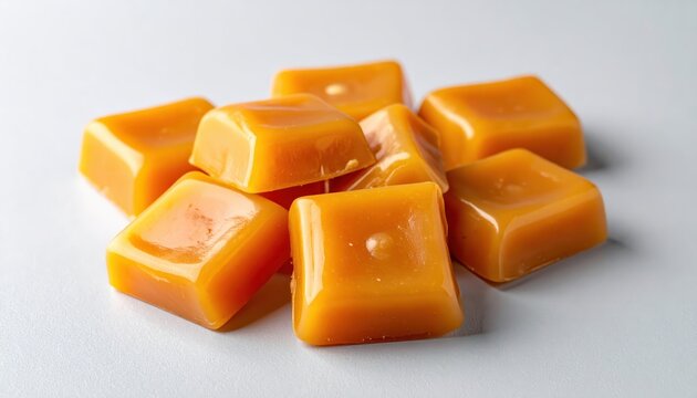 Golden Butterscotch Discs Scattered on a Clean Surface