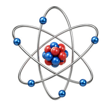 Atomic structure model, nucleus, electrons protons