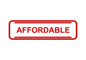 Fototapeta premium Red affordable word sign inside a rectangular frame isolated on a plain background for marketing and retail business isolated on transparent background