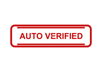 Fototapeta premium Red auto verified stamp text label design for professional document approval and business quality control certification isolated on transparent background