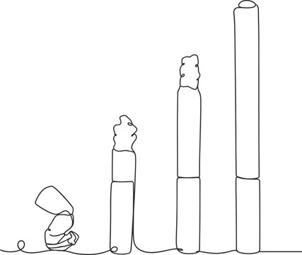 Burning Cigarette Progression Line Art Vector Illustration Smoking Stages Outline.