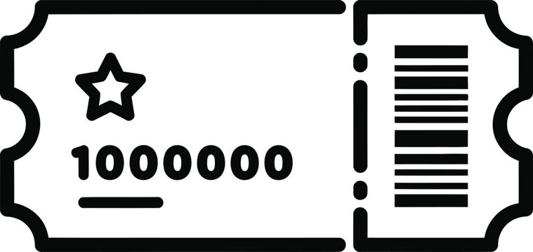 Black star ticket icon with barcode Vector