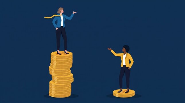 Gender Pay Gap and Income Inequality Concept Vector Illustration
