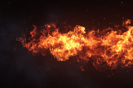 Roaring fire breakout flash isolated on plane background