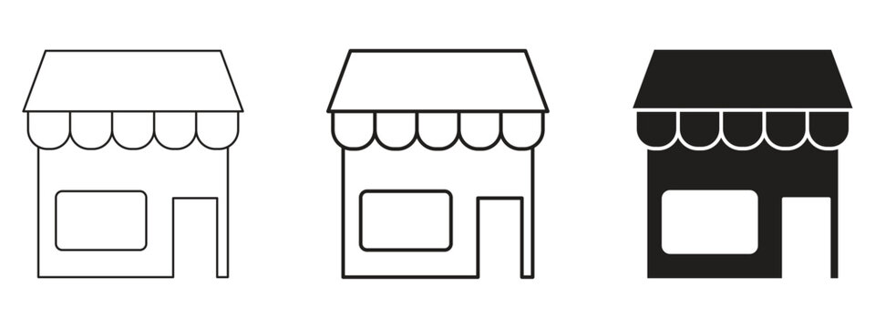 Local Store Icon Set Vector Illustration, Retail Shop and Marketplace Symbols