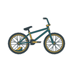 Obraz premium Modern BMX bicycle illustration with teal frame and yellow accents for extreme sports.