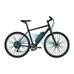 Fototapeta premium Modern black electric bicycle with integrated battery and motor system for urban commuting.