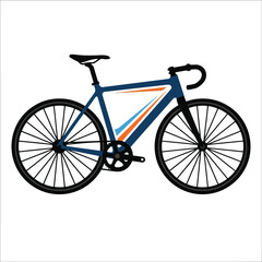 Fototapeta premium Modern Blue Road Bicycle Illustration with Orange and White Racing Stripes.