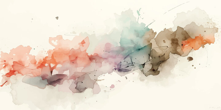 Abstract Colorful Watercolor Splash Background with Blue Smoke Clouds Flowing Paint Texture and Vintage Grunge Light Design