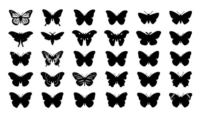 Butterfly and Moth Silhouette Vector Set with Lepidoptera Icon Collection © Mst.Razia