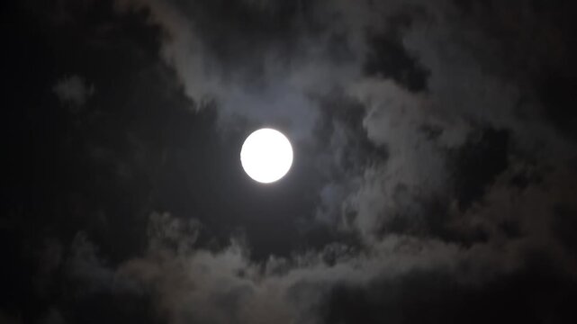 Lunar eclipse time-lapse with full moon transition, dramatic celestial event, dark sky background, moon phases sequence