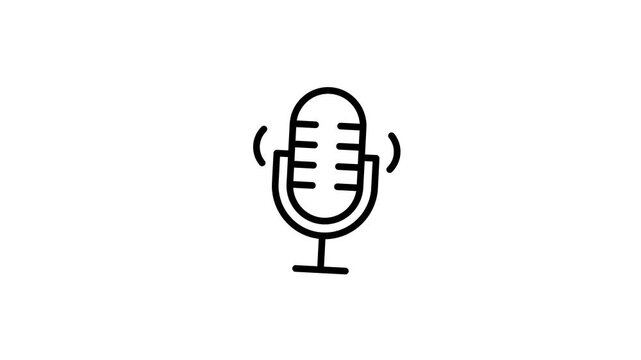 Mic or microphone with sound wave animated icon for audio, sound, voice, podcast, music, recording, studio, broadcast, karaoke. Communication media technology animation with alpha channel