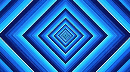 Fototapeta premium Abstract tunnel of blue diamonds creates perspective illusion. Overlapping geometric shapes form a repeating pattern. This graphic visual has depth and space.